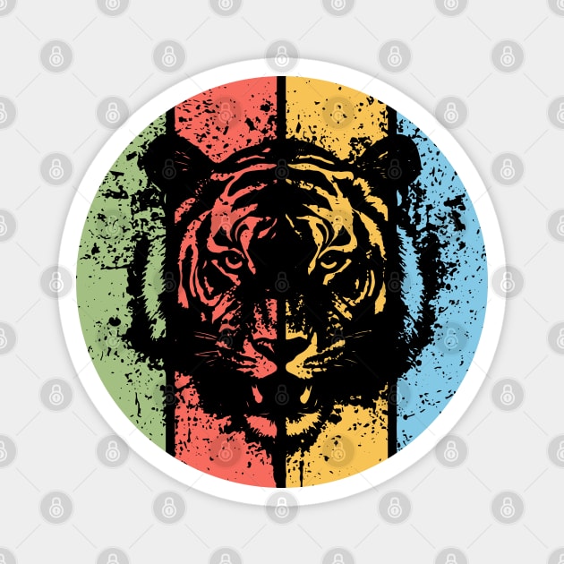 Vintage Grunge Tiger Pop Art – Retro Distressed Wildcat Tee Magnet by TuncGK